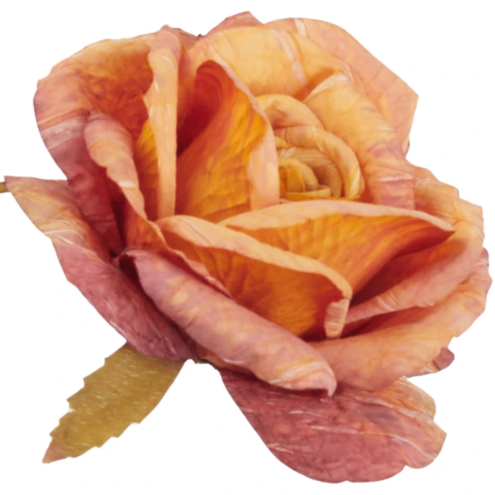 [68b13012] Róża główka wyrobowa 11cm pomarańczowo- brązowa