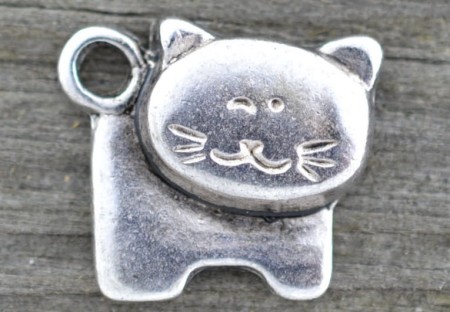 [307165] Zawieszka mała kotek płaski srebrna 3szt