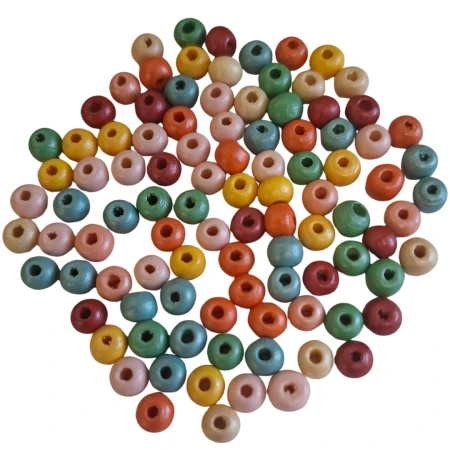 [87317] Koraliki drewniane kolorowe pastelowe 6mm 100szt