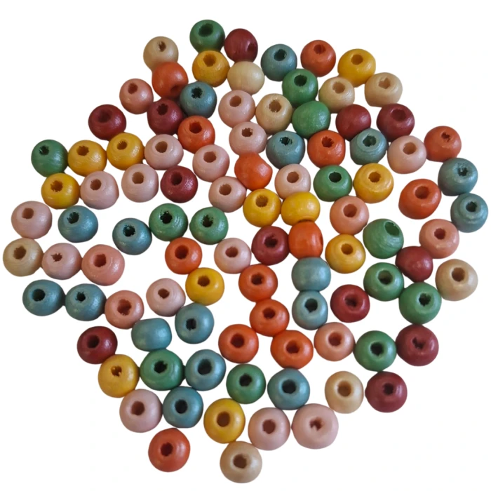 [87317] Koraliki drewniane kolorowe pastelowe 6mm 100szt