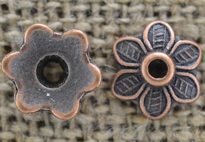 -1216 Nakładka na koralik ozdobna w kolorze miedzi 3szt