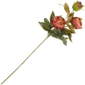 [68b3828] Gałązka trzech kwiatów jesiennej peonii pomarańczowa 72cm