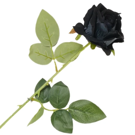 [68b6506] Róża welurowa na gałązce 53cm czarna