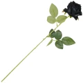 [68b6506] Róża welurowa na gałązce 53cm czarna