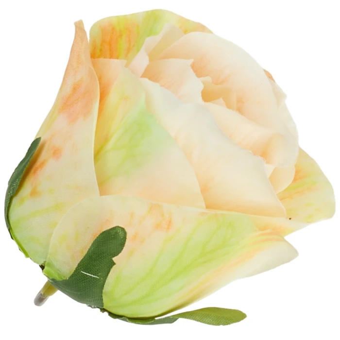 [68b100070] Róża główka pączek 6cm morelowo- zielona