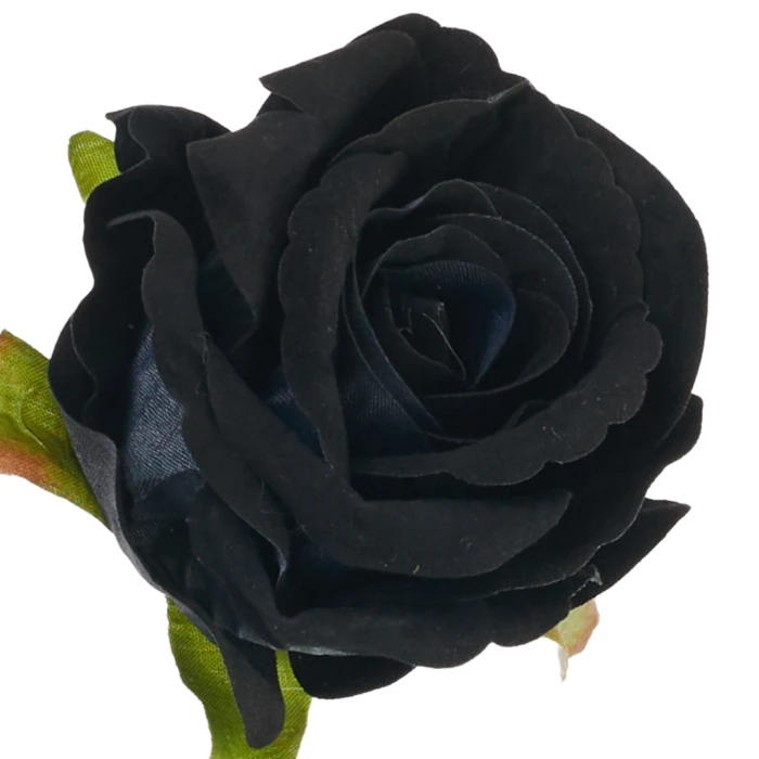 [68b6406] Róża główka welurowa czarna 8cm