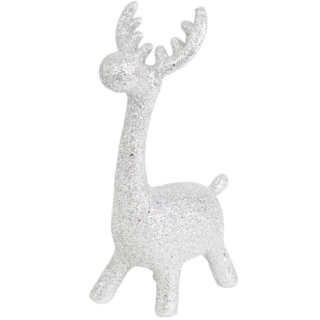 [59va4401] Dekoracja bożonarodzeniowa jeleń brokatowy srebrny 18cm