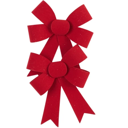 [68xt006101] Kokarda dekoracyjna sztywna czerwona z błyszczącymi drobinkami 20cm 2szt