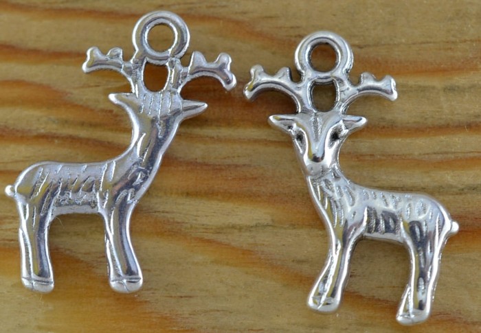 {ś0729} Zawieszka renifer w kolorze starego srebra 2szt