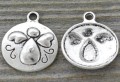  ś07175 Zawieszka moneta z aniołkiem 21*18mm w kolorze srebrnym 2szt