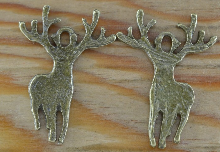 {ś0731} Zawieszka renifer płaski w kolorze brązu 3szt 
