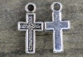 307166 Zawieszka mała krzyżyk w kolorze srebra 10szt