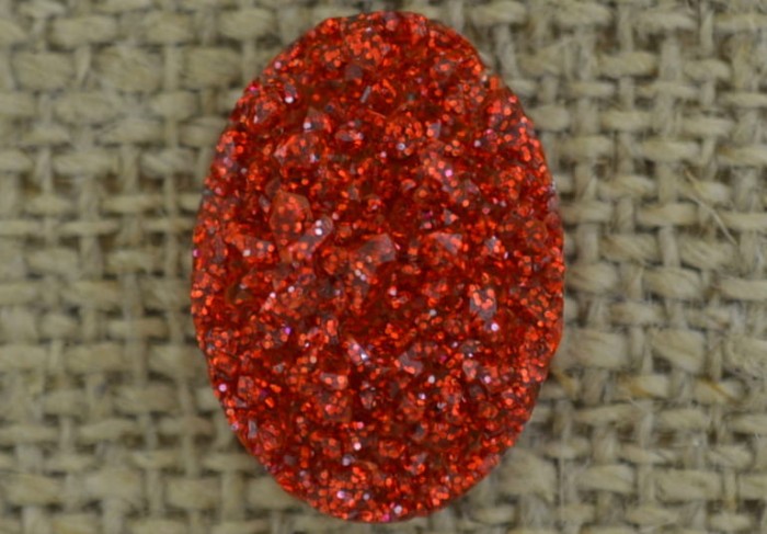 [04648] Kaboszon brokatowy druzy czerwony 18*13mm