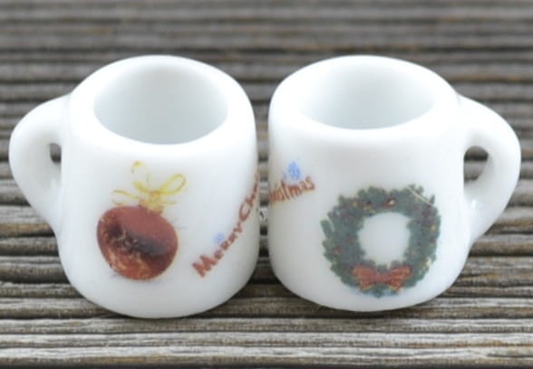61422 Miniaturowy kubek ceramiczny bombka i stroik