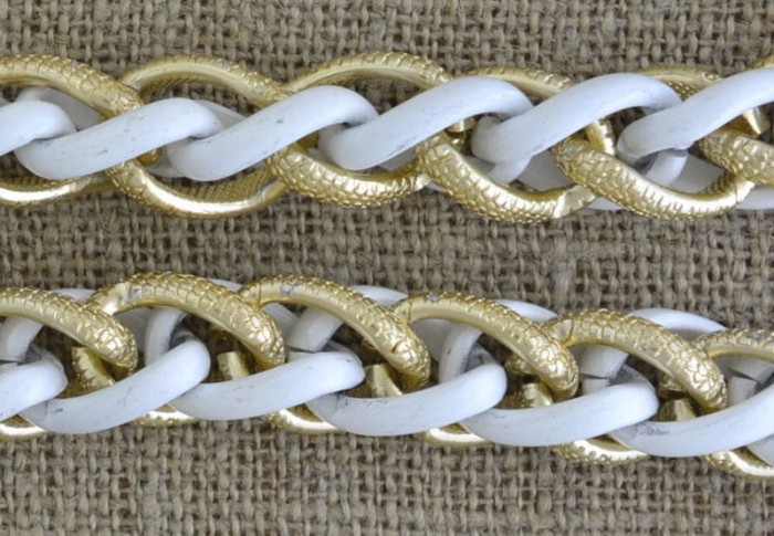 [11018] Łańcuszek ozdobny podwójny biały 15mm 10cm