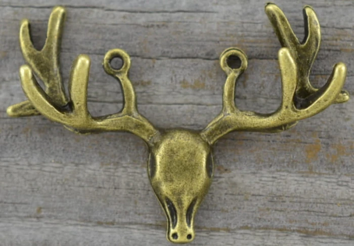 ś07177 Zawieszka głowa renifera 31*44mm w kolorze brązu