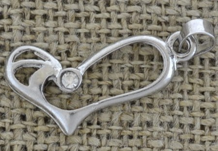 [60705] Zawieszka serce z cyrkonią kolor srebrny