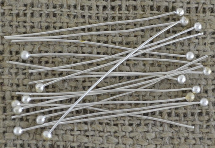 [30906] Szpilki z ozdobnym końcem srebrna 35mm 40szt