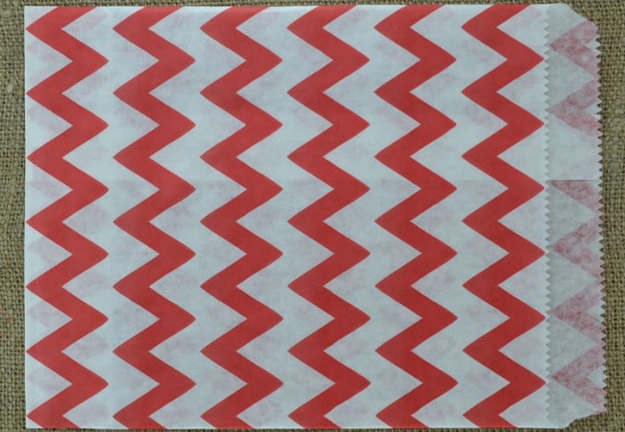 73448 Torebka papierowa biała w czerwone zygzaki 2szt