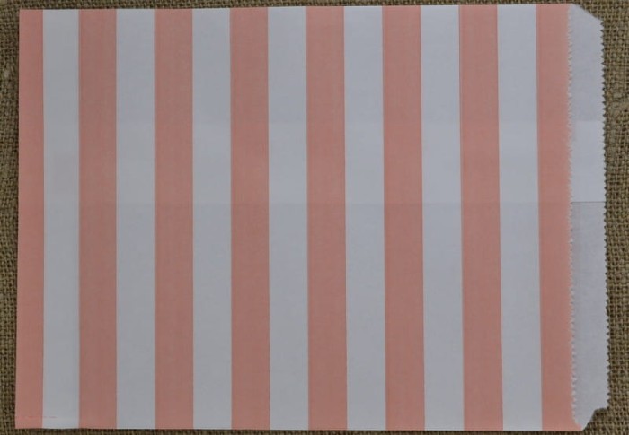 73405 Torebka papierowa biała w brzoskwiniowe paski