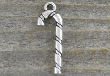 [ś0775] Zawieszka laska cukrowa 26mm srebrna 3szt