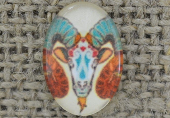 046365 Kaboszon szklany z obrazkiem 14*10mm znaki zodiaku- Baran