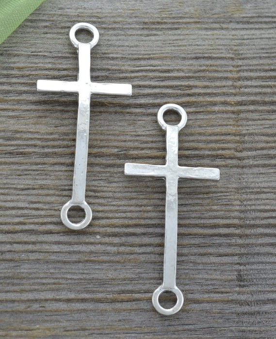 31261  Element ozdobny łącznik krzyż w kolorze srebra