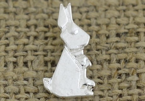 [307446] Zawieszka mała królik origami w kolorze srebrnym