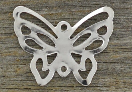 307178 Zawieszka mała motylek płaski w kolorze srebra 15szt