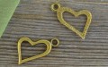 10747 Zawieszka mała obwódka serduszka w kolorze brązu 3szt