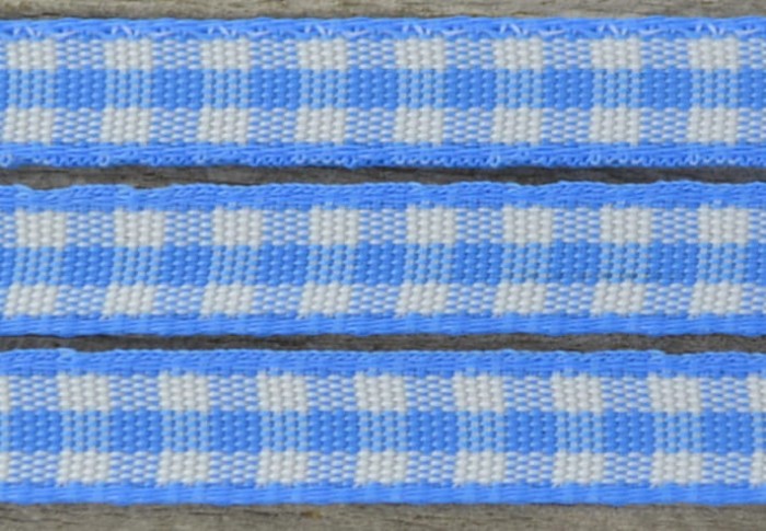 006692 Wstążka rypsowa w kratkę niebieska 8mm 1metr