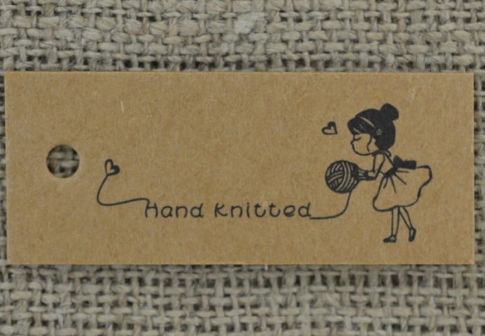 [07138] Papierowe metki do biżuterii "hand knitted" 5szt 