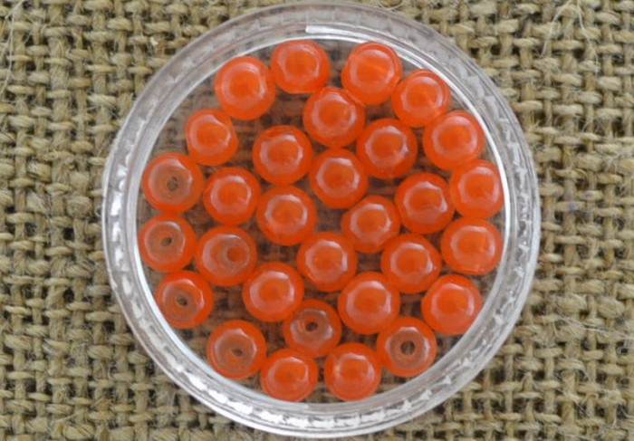 71222 Koralik szklany perełka gładka transparentna 4mm pomarańczowa