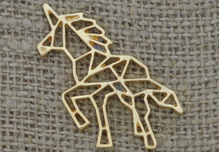 Element ozdobny jednorożec origami kolor złoty