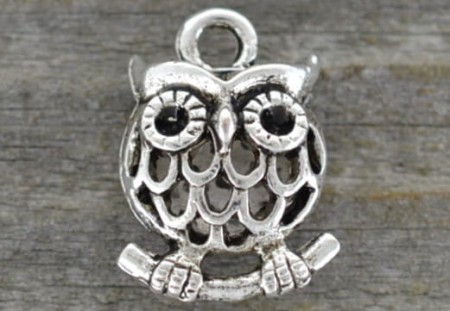 [307340] Zawieszka mała sowa trójwymiarowa srebrna