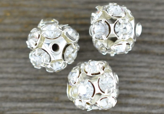 {90609} Koralik cyrkoniowy srebrny 8mm