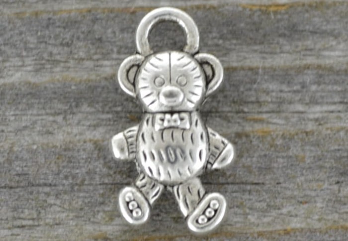 307345 Zawieszka mała miś w kolorze srebra 3szt 