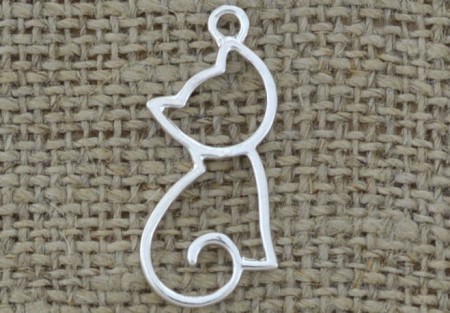 [307561] Zawieszka mała obwódka kota kolor srebrny 