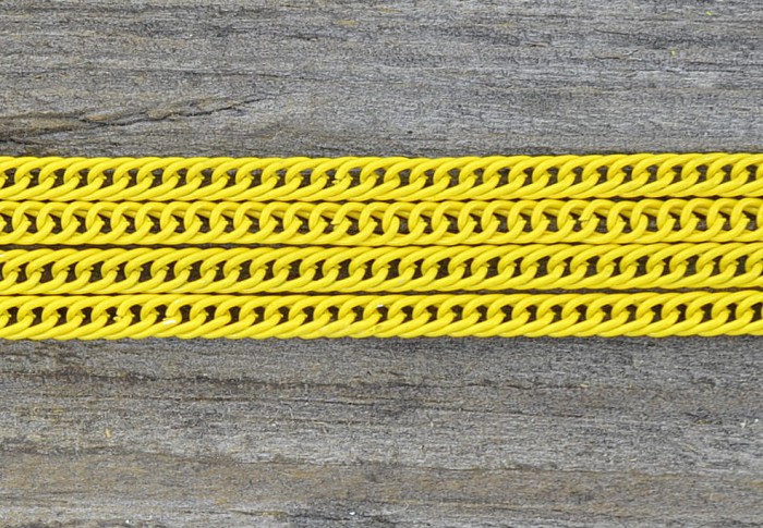 11009 Łańcuszek ozdobny podwójna pancerka 4*2mm żółty 50cm
