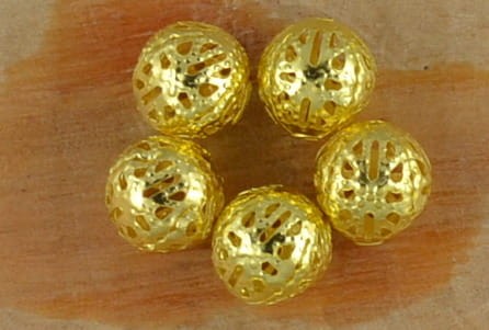 {49102} Koralik ozdobny ażurowy w kolorze złota 10mm 10szt