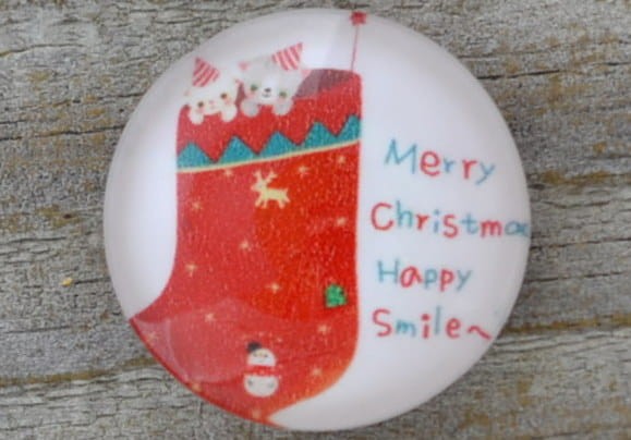 ś07189 Kaboszon z żywicy z obrazkiem 20mm skarpety