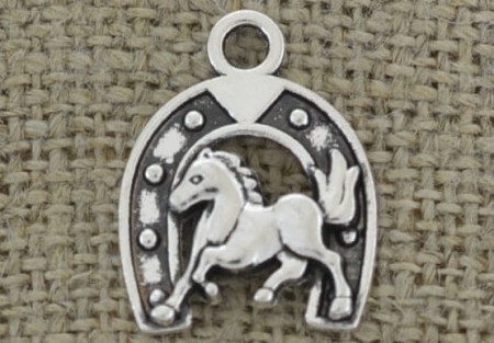[307482] Zawieszka podkowa i koń kolor srebrny
