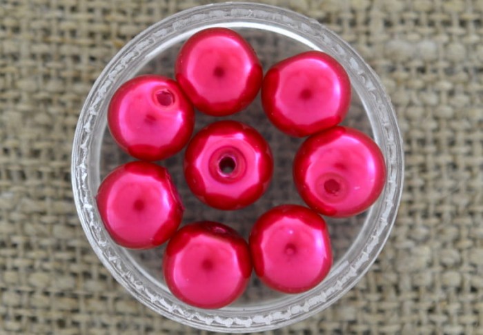 70423 Koralik szklany perełka gładka 8mm purpurowa 10szt