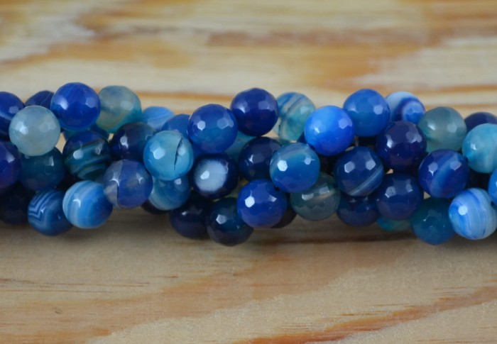 240214 Kamień naturalny agat fasetowany 8mm niebieski