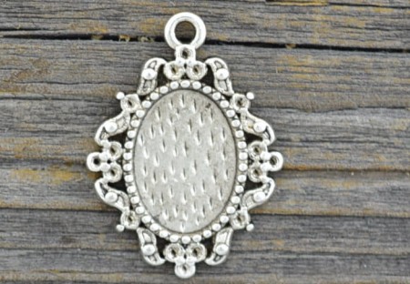 [30123] Baza medalionu kolor srebra 14*10mm 2szt