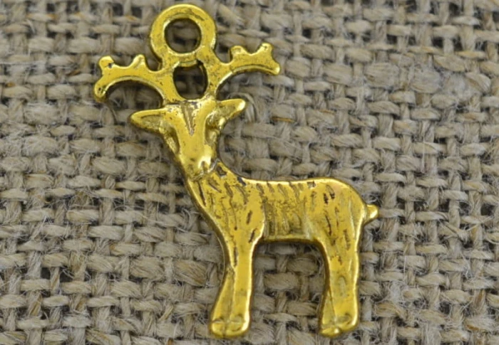 ś07270 Zawieszka mała renifer w kolorze złotym