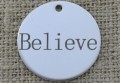 Zawieszka moneta ze stali nierdzewnej "Believe" kolor srebrny