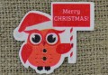  [ś07305] Guzik drewniany ozdobny sowa z tabliczką "Merry CHRISTMAS!" 2szt