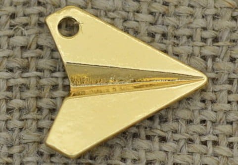 [207154] Zawieszka mała samolot origami w kolorze złotym