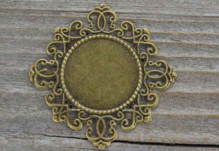 10159 Ozdobna baza medalionu w kolorze brązu na kaboszon 24mm